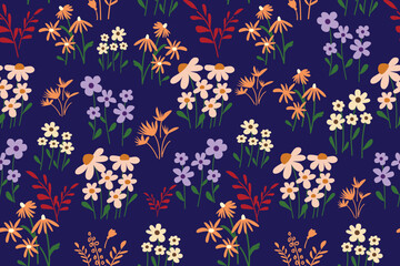 Flower seamless background. Minimalistic abstract floral pattern.  Ideal for textile design, wallpaper, covers, cards, invitations and posters.	