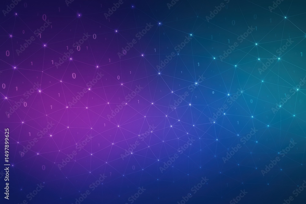 Poster Abstract Digital Background with Binary Code and Geometric Network Design