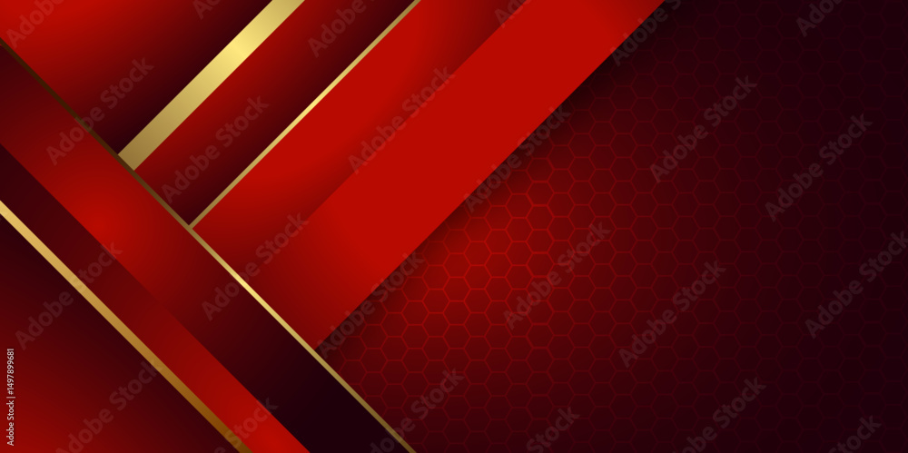 Poster abstract red and gold luxury background space with a minimal shape and element. premium looking grap