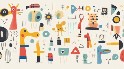 Abstract Cultural Symbols, vibrant colors and dynamic shapes, designed for versatile use with ample space for text integration