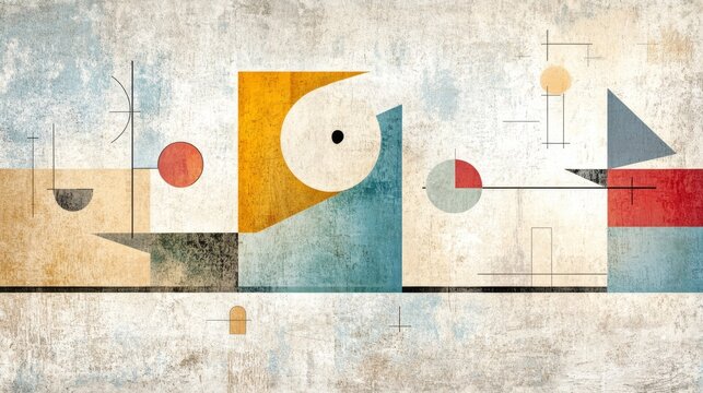 Abstract Cultural Symbols, vibrant colors and shapes intertwine, spacious layout for text integration, modern design elements enhance visual appeal