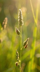 Fototapeta premium The Gentle Buzz of Insects in a Sunlit Meadow Filled with Grass