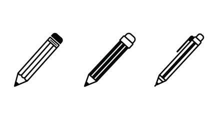 Outline Pencil with eraser icon symbol. Vector illustration