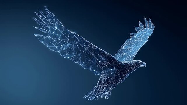 Polygonal Eagle Flying Abstract Sky Animation Blue