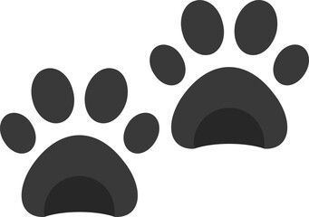 Black paw prints isolated on white background, animal footprints vector