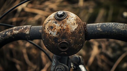 Close-up view of a rusted bicycle handlebar grip.