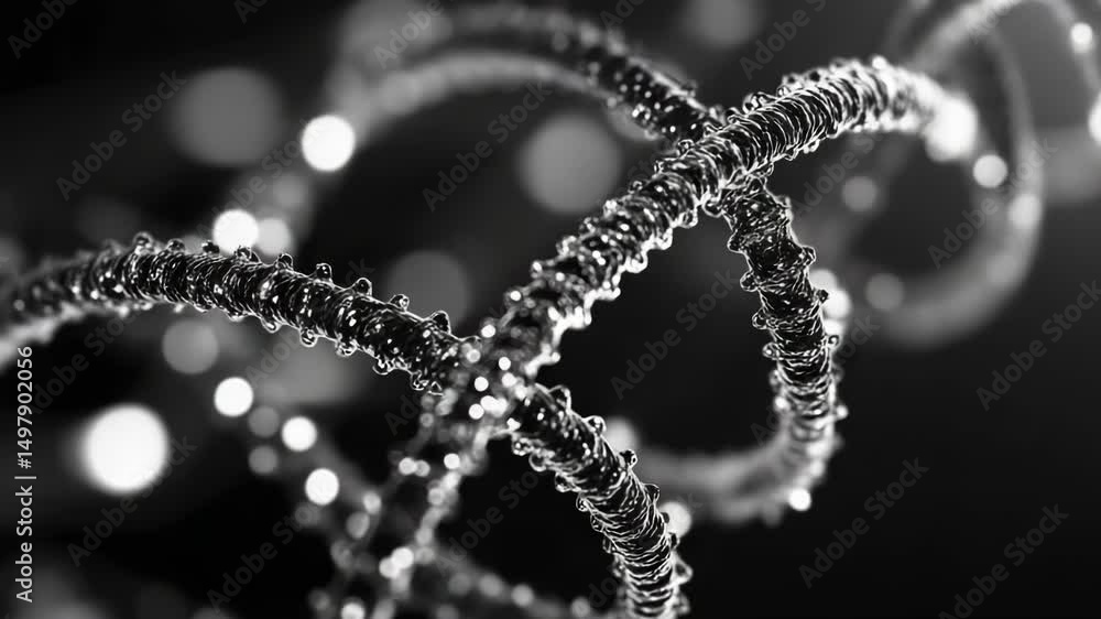 Poster black and white image of a double helix dna structure