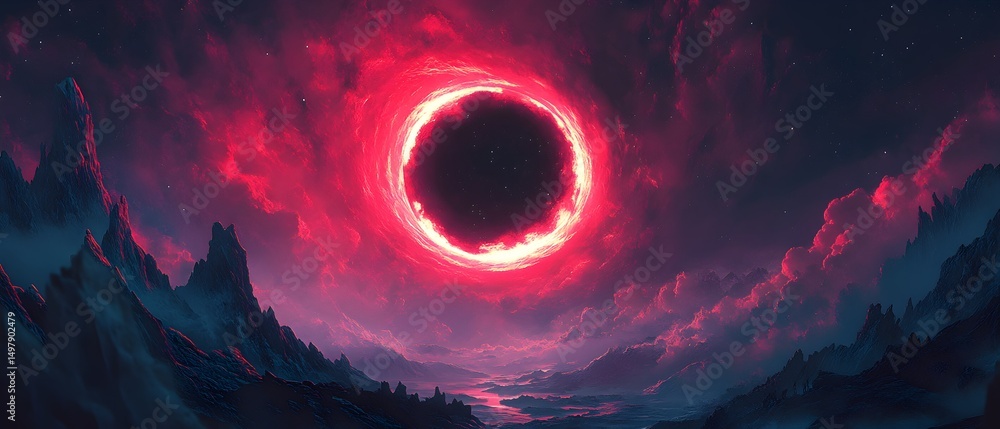 Aufkleber a computer generated image of a planet with a large sun in the sky