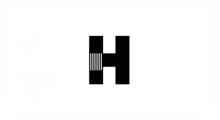 Letter h with vertical lines isolated on white background