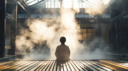 Tranquil Onsen Moment: A Serene Bath in Japan