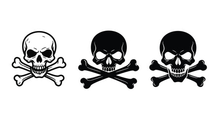 Set of Skull with Crossbones vector icons.