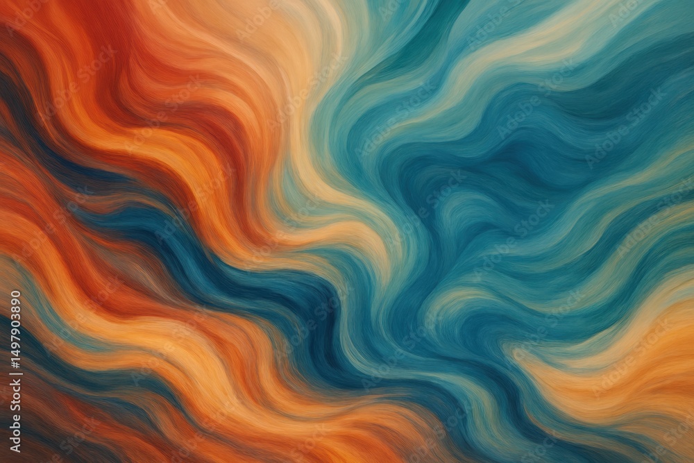 Aufkleber abstract waves of color in warm and cool tones