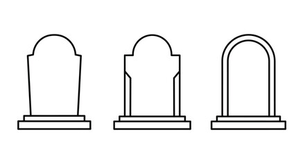 Fototapeta premium Tombstone line icon set. Headstone outline vector sign.