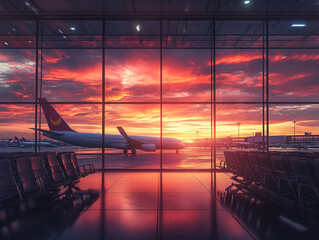 Stunning Sunset View from Airport Terminal
