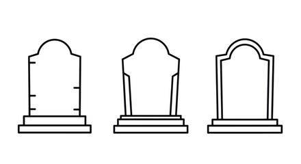 Tombstone line icon set. Headstone outline vector sign.