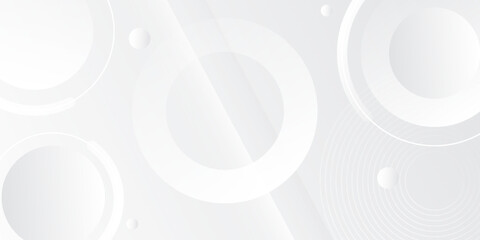 White geometric abstract background overlap layer on bright space with lines effect decoration. Modern graphic design element circles style concept for banner.vector eps10