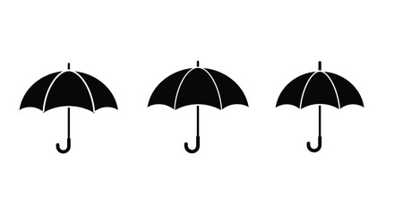 set of umbrella silhouette. Black and white icon. vector eps 10