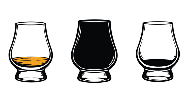 Glencairn Whisky Glass icon set. Whiskey Glass logo vector. Whiskey Glass Vector Icon. 