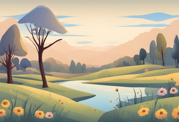 2D animation background, motion graphics scenery, looping cartoon landscape, parallax background hills, animated backdrop design, motion video landscape, seamless animated scenery, cinematic cartoon b © mrpixel