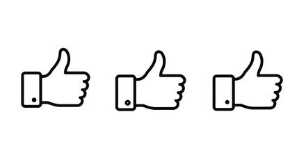 Thumbs up icon set. Thumb up line icons. Vector illustration