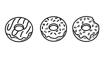 Donuts icon vector. Donut food snack bitten vector symbol. Donuts Sign. Doughnut icon set.