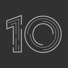 10 number logo badge vector lineart 10