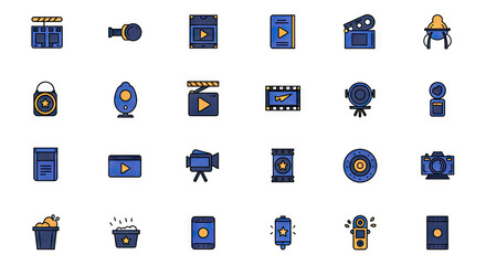 business movies icons set