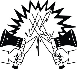 hand holding axe vector