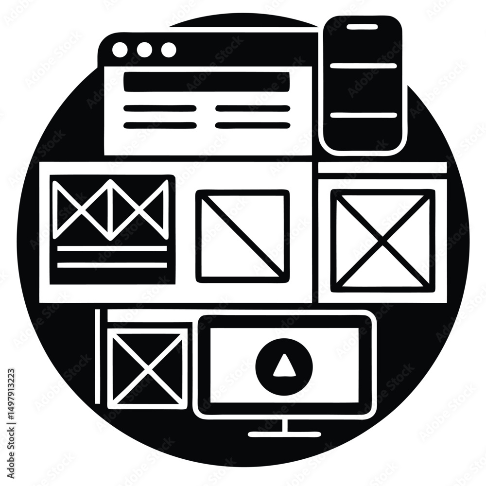 Aufkleber web designer element isolated website iconography on white background