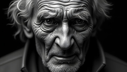 3D Render of an Elderly Man's Face A Study in Texture and Expression
