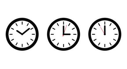 Time icons set. Clock icons, timer. Vector illustration isolated on a white background.