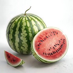 White Background  with  Watermelon Fresh Fruit