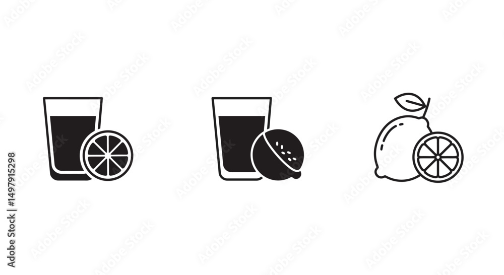 Poster drink icon set in thin line. vector illustrations for web