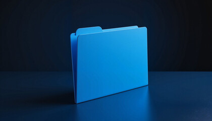Blue file folder on dark background for organizational use  