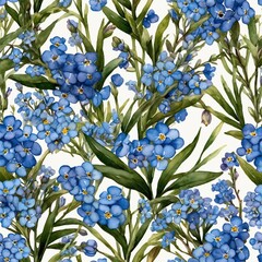 Elegant Wildflower Illustrations: Vibrant Forget-Me-Not Floral Patterns for Chic Nature-Inspired Decor and Crafts
