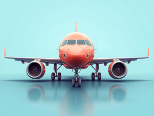 Front View of a Modern Orange Airplane