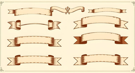 Vintage ribbon, Retro ribbon, Antique ribbon, Classic ribbon, Ornamental ribbon, Scroll ribbon, Curled ribbon, Ribbon banner, Old-fashioned ribbon, Decorative ribbon, Elegant ribbon, Engraved ribbon, 