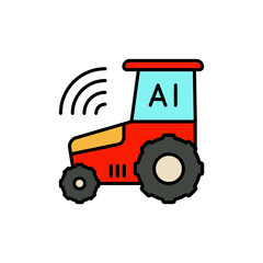 Smart Farming Tractor with Sensor Icon.