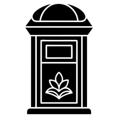 Postbox silhouette icon vector illustration for creative design on transparent background