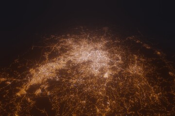 Aerial view on Amman (Jordan) from north. Satellite view on modern city at night