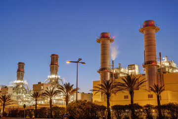 The power plant in Sant Adria de Besos, Barcelona, at twilight