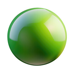 A single shiny green sphere with bright highlights isolated against a black background in a studio shot on transparent background