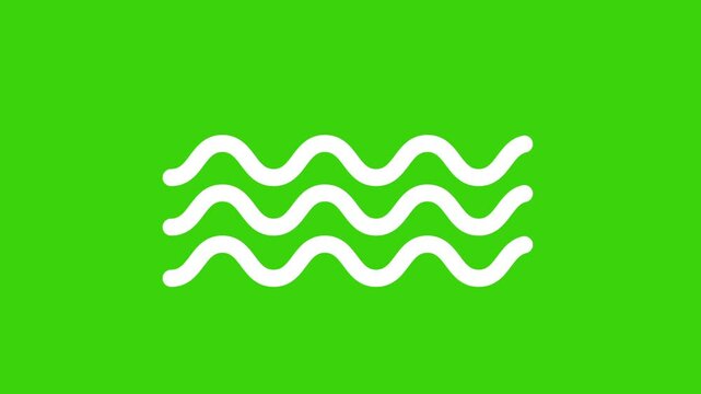 Wavy and squiggling line icon animation on a green screen background