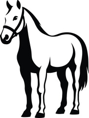 Equestrian Horse Silhouette Design, Black Running Horse Graphic