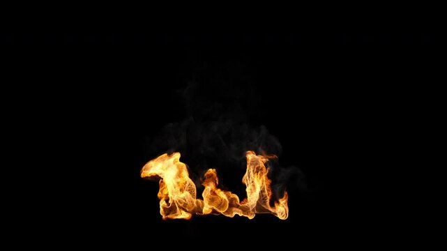 Photorealistic fire video with light smoke, two speeds, 4k 24p, over black and green screen for transparent background