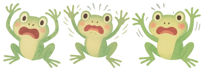 Obraz premium PNG Surprised cartoon frog illustration., transparent background