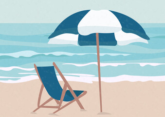 Ombrellone e sdraio sulla spiaggia