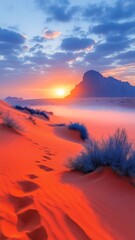 Desert Scenery Grandiose Landscape Nature At Sunset