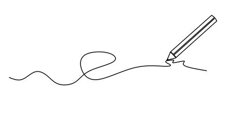 pencil continuous line drawing. Black pencil line pattern Happy words pencil day Teacher's day fun funny write draw brushes Edit pen handle icon sign sign symbol. Vector illustration