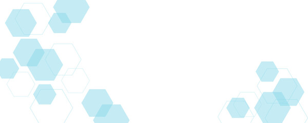 Light blue hexagon abstract technology background. Molecule structure medical science concept seamless banner design. 